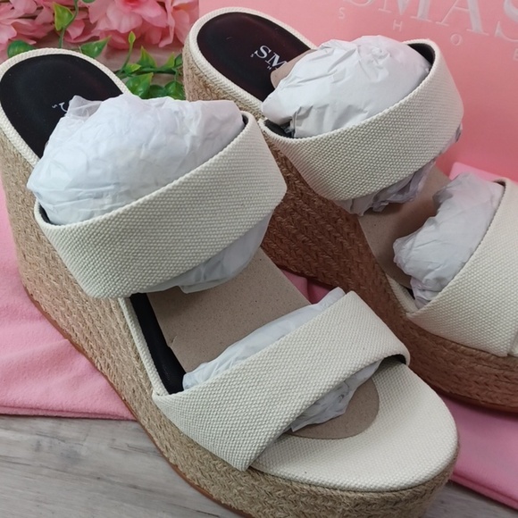 Smash Shoes - SMASH Shoes Women's Luna Two-Strap Slide Espadrille Wedge Sandals NIB